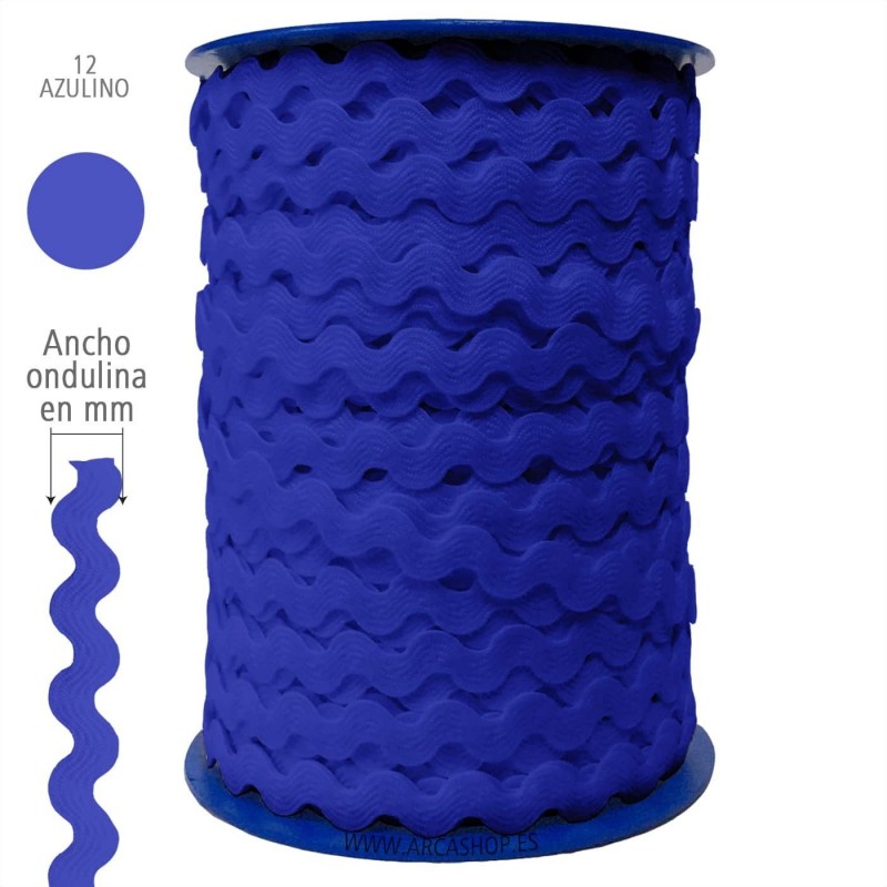  Ondulina Piquillo 8 mm Complementos Infantiles. — Ancho: 8 mm - 70 mts. – Ondulina Piquillo: Azulino nº12 . Foto Mercería © Arcashop.es. 