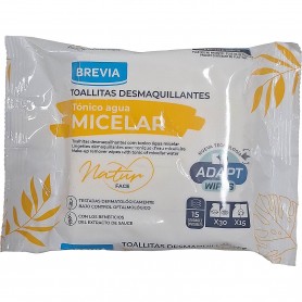 TOALLITAS DESMAQUILLADORAS AGUA MICELAR 15 UNDS. BREVIA
