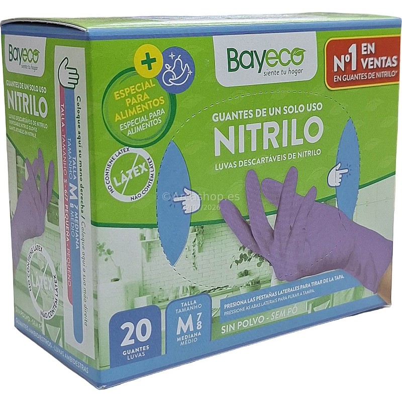 GUANTES NITRILO G. LILA CAJA 20 UNDS. TALLA MEDIANA