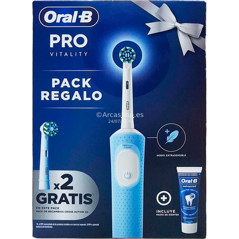CEPILLO DIENTES ORAL-B RECARGABLE PRO VITALITY AZUL + PASTA DIENTES + 2 REC.