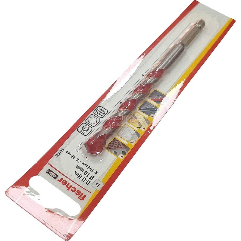  BROCA MULTIMATERIAL D-U HEX FISCHER — Broca FischerDU: 10X150 . Foto Accesorios Herramientas Eléctricas © Arcashop.es. 