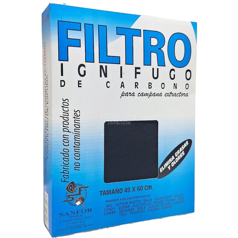 FILTRO CAMPANA CARBONO ACTIVADO NEGRO 45X60 MM. SANFOR