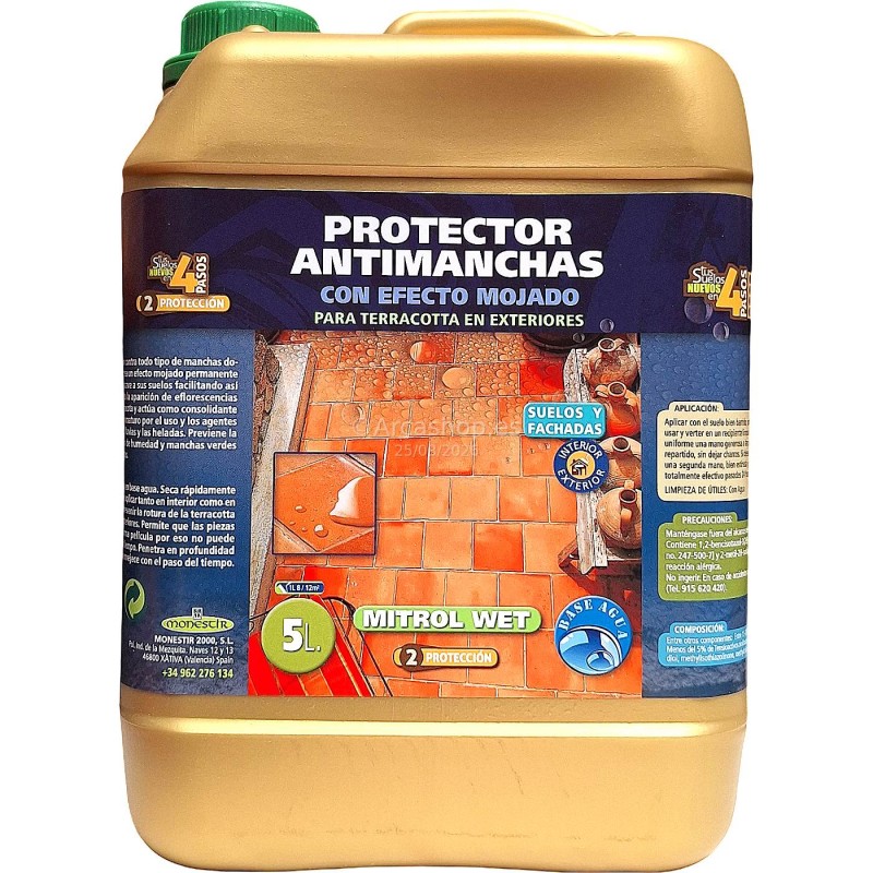 PROTECTOR ANTIMANCHAS SUELOS MITROL WET EFECTO MOJADO PARA TERRACOTA 5 LTS.