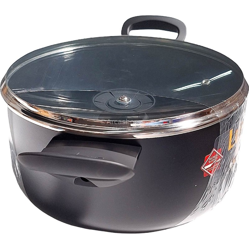 OLLA ALUMINIO LUXE CON TAPA DE CRISTAL 24 CMS. REF. 3139