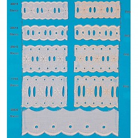 Tira Bordada · 29013, 29014, 29015, 11703 y más · Blanco y Beige · 13.5 m (pieza completa)