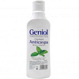 Champú Geniol 750 ml anticaspa con menta y ácido salicílico, pH neutro.