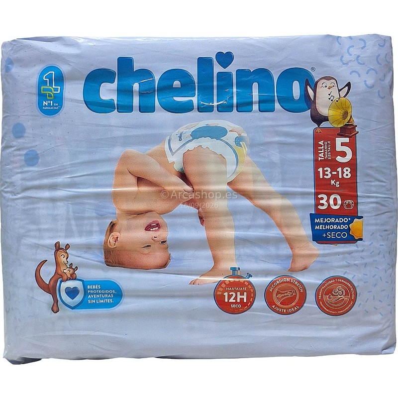 PAÑALES CHELINO TALLA 5 DE 13 A 18 KILOS