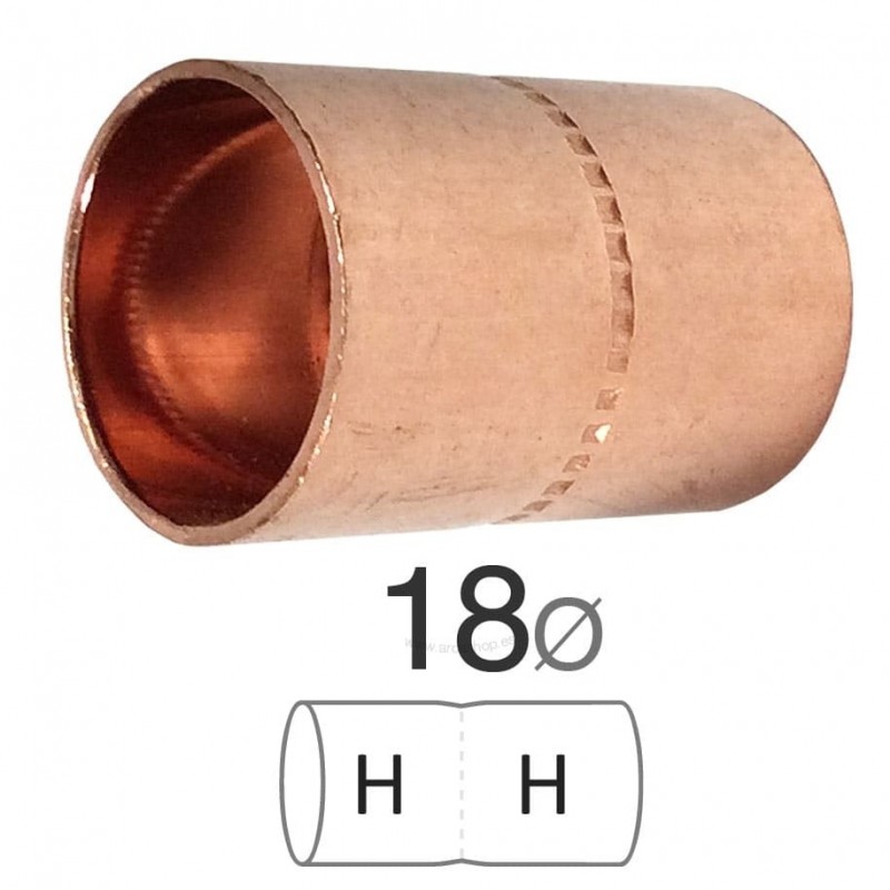 comprar manguito Cobre Hembra-Hembra para soldar y unir tubos de cobre en instalaciones de fontaneria
