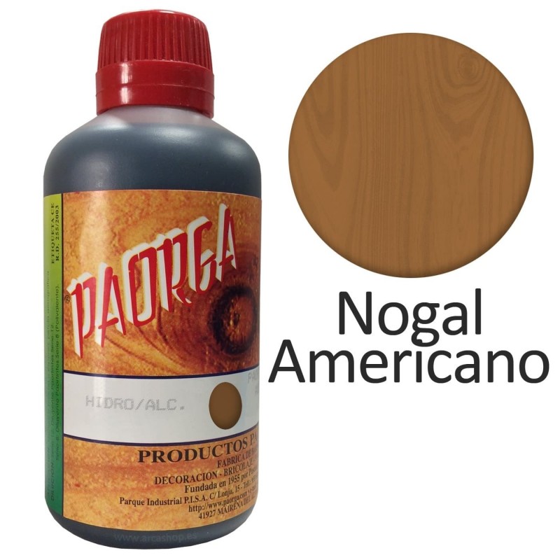 Tinte Nogal Americano Hidroalcohólicos para madera Paorga 