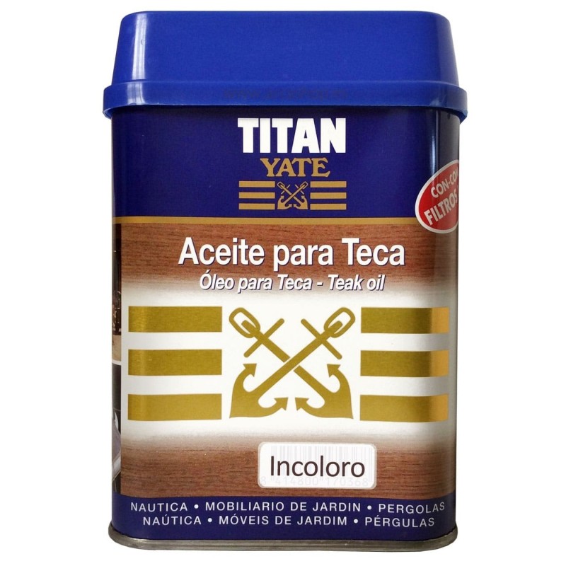 Aceite TITAN YATE incoloro para madera, Aceite TITAN YATE color teca e incoloro, tratamiento para madera. 750 ml