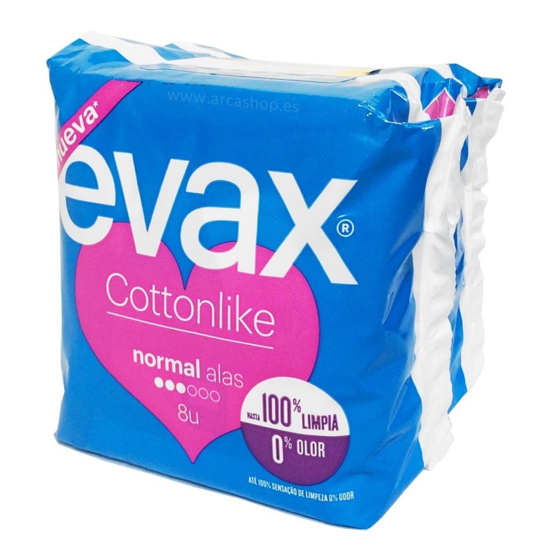 Compresas EVAX Cottonlike. Normal y super plus con Alas