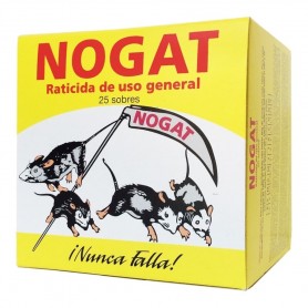 NOGAT Raticida Uso General. Polvo Exterminador Ratas y ratones Sobre 10 Grs