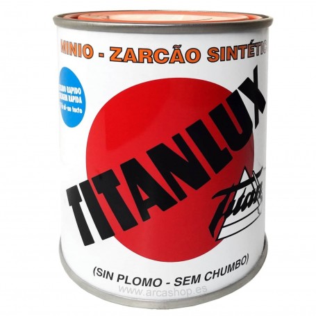 Minio sin plomo sintético Titanlux, imprimación antioxidante hierro: muebles, rejas, escaleras, etc. Naranja.