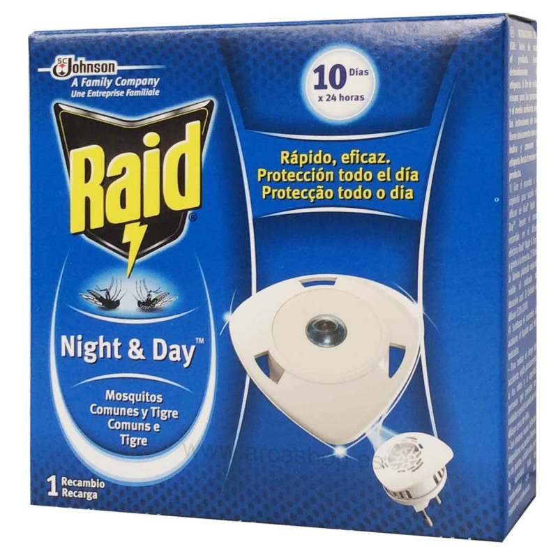 Recambio difusor eléctrico Night&Day RAID mosquitos y mosquitos tigre