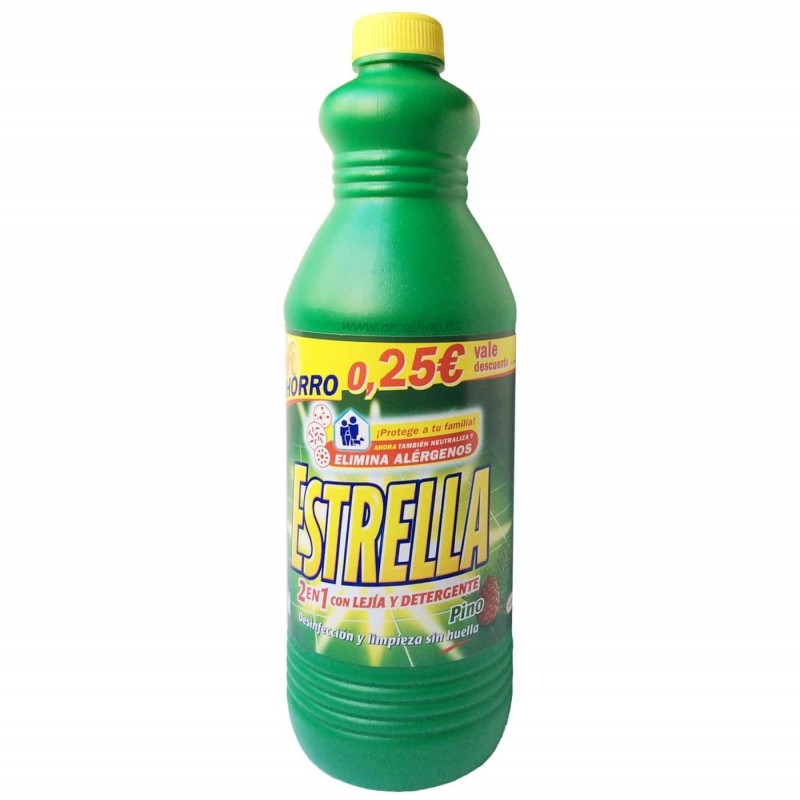 Pack de 6 botellas de Lejía con detergente Estrella en formato de