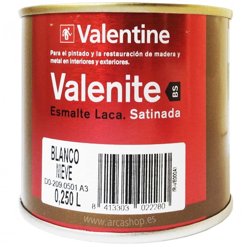 Esmalte Laca Valrex 250 ml Valentine BS Teflon Blanca Satinada