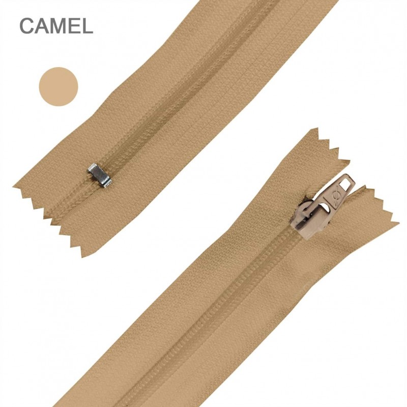 Cremallera Flamenca CAMEL 50 cm, 60 cm, 70 cm y 80 cm. Dentado Nylon 5 mm - Ancho Cremallera 32 mm