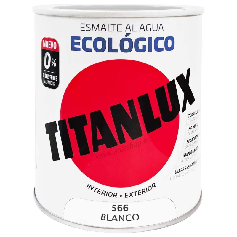 BLANCO 566 Esmalte TITANLUX Ecológico al Agua. Brillante, Satinado y Mate.