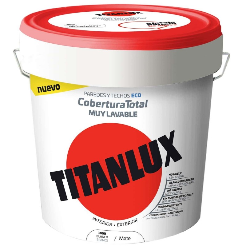 Titanlux Cobertura Total Pintura Plástica Vinílica Blanco Mate Interior/Exterior