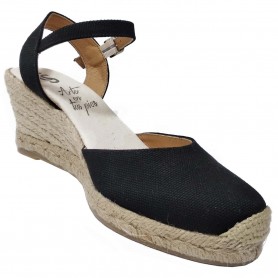 Zapatos Negros de Esparto con Cuña Flamenca Casori