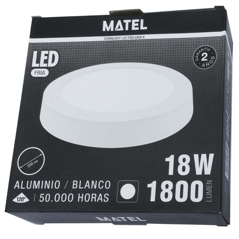 Plafón LED Techo/Pared Panel Circular Matel luz fría (luz blanca) 1800 Lumnes 18 W diámetro 23 cm