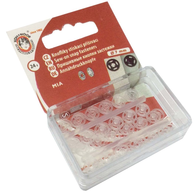 Broche Presión Plástico Transparente Unión textil Kohinoor botón presión invisible 7 mm