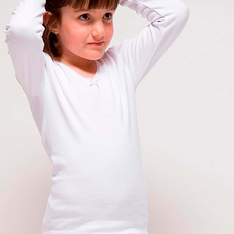 Camisetas interior Niña de 2 a 16 años en blanco. Rapife.