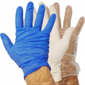 Guantes Examen de Vinilo, Nitrilo y Latex