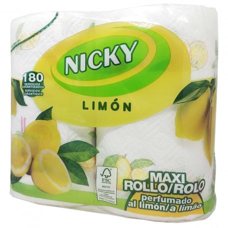 Papel de Cocina 2 rollos NICKY Limón. Papel cocina perfumado y resistente.