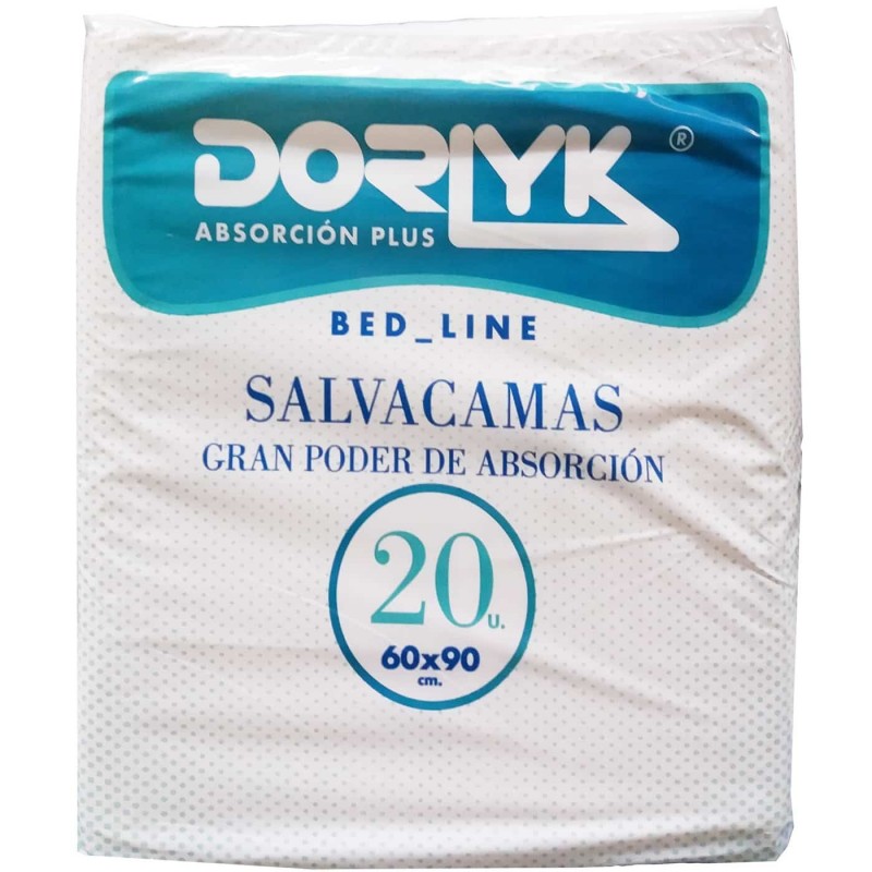 Salvacamas 60x90 cm Dorlyk 20 unidades. Protector cama incontinencia urinaria embarazadas, ancianos, enfermos, bebés, etc.