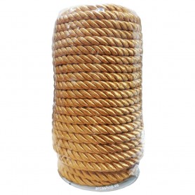 Cordón trenzado 2 cabos acabado amarillo oro (modelo D) Rollo 25 metros. Cordón barato, ideal disfraces.