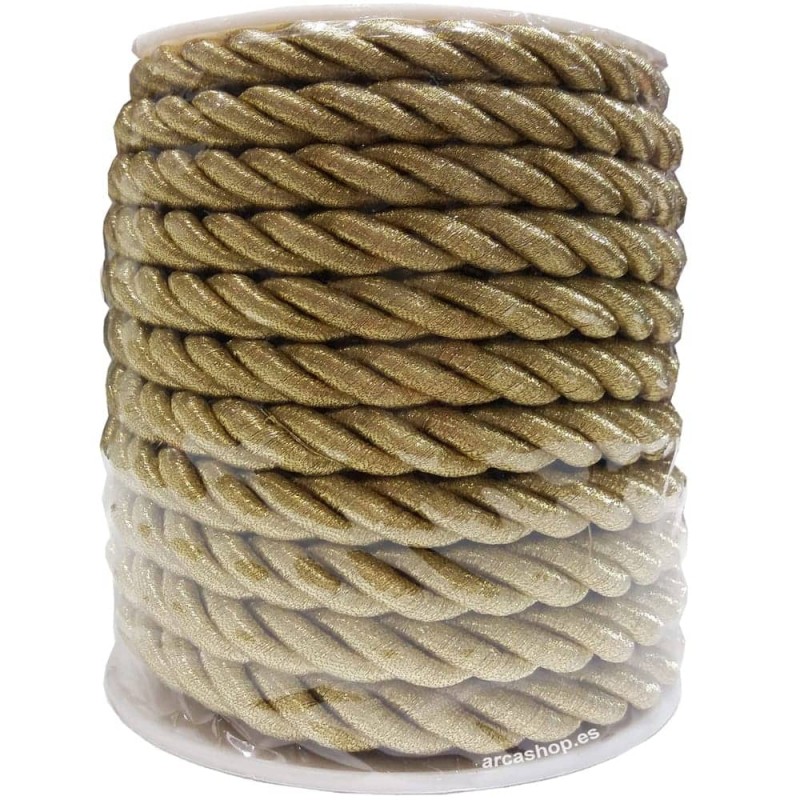 Cordón trenzado 2 cabos acabado oro (modelo B) Rollo 10 metros
