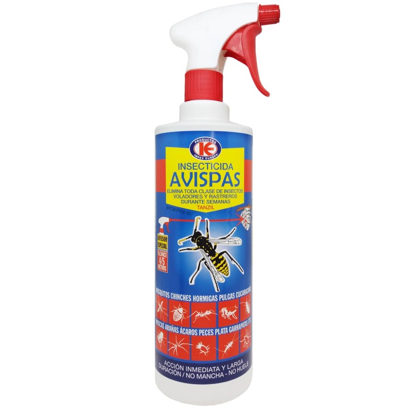 TANZIL Avispas, es un insecticida para avispas y avisperos, actúa indistintamente matando huevo, larva, crisálida o insecto.