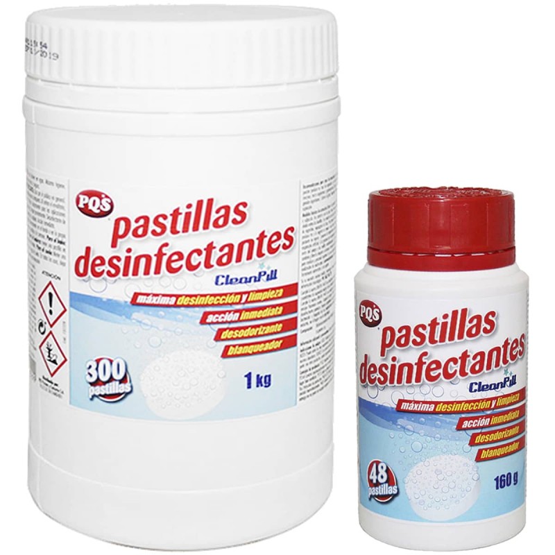 Pastillas Desinfectantes efervescentes PQS Lejía en pastillas CLEAN PILL.