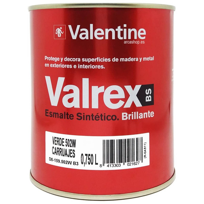 Esmalte Sintético Valrex Valentine BS. Esmalte Brillante 502W Verde Carruajes