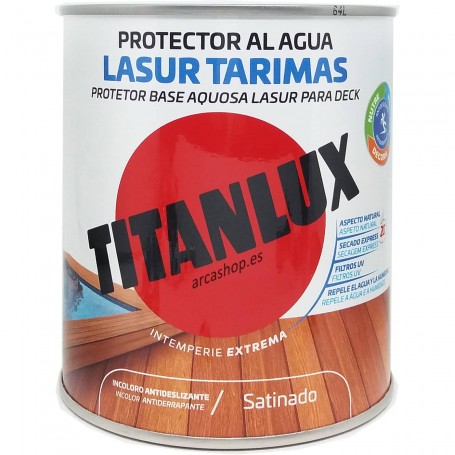 LASUR TARIMAS al Agua Titanlux, protección de suelos y tarimas de madera exterior. Color incoloro e Incoloro Antideslizante.
