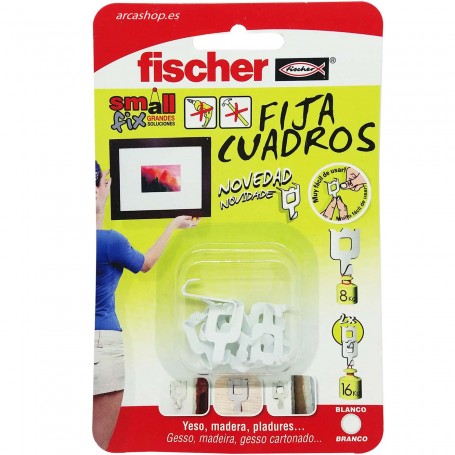 Fija Cuadros de Fischer, permite colgar cuadros y otros objetos sin usar clavos ni taladros. Rápido y fácil,