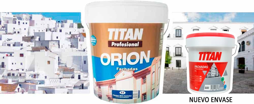 Titan Fachadas Orion F4 Pintura plástica profesional interior y exterior. 15 litros, 4 litros y 1 litro.