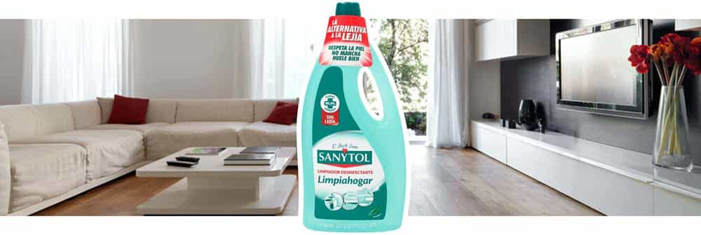 Botella SANYTOL limpiador desinfectante hogar, suelos, baños y cocinas.