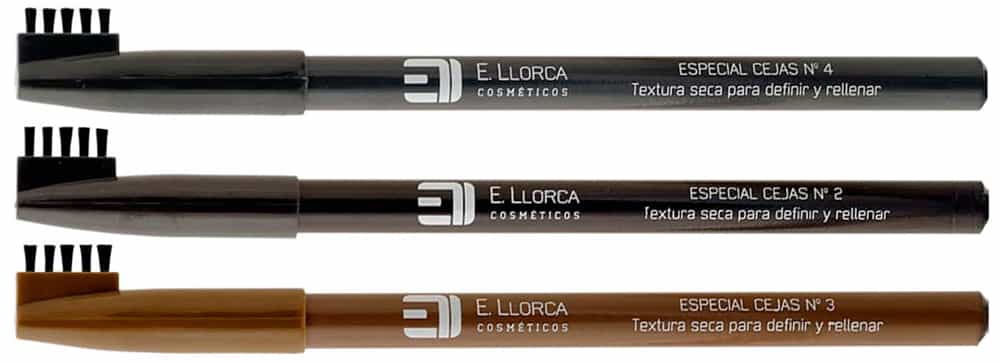 Lápiz color con cepillo para Cejas Elisabeth Llorca, disponible en tres colores (marrón, castaño y gris)