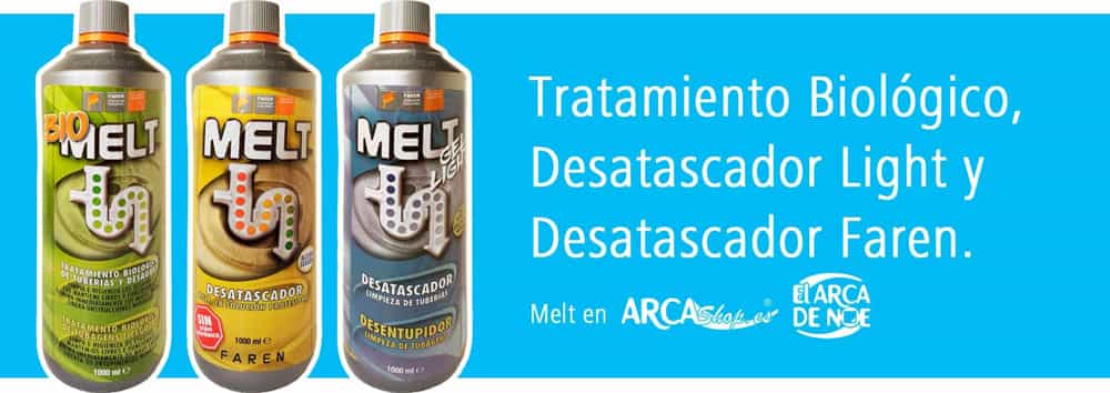 Desatascadores Melt: BioMelt, Melt gel light y Desatascador Melt sin ácido sulfúrico.