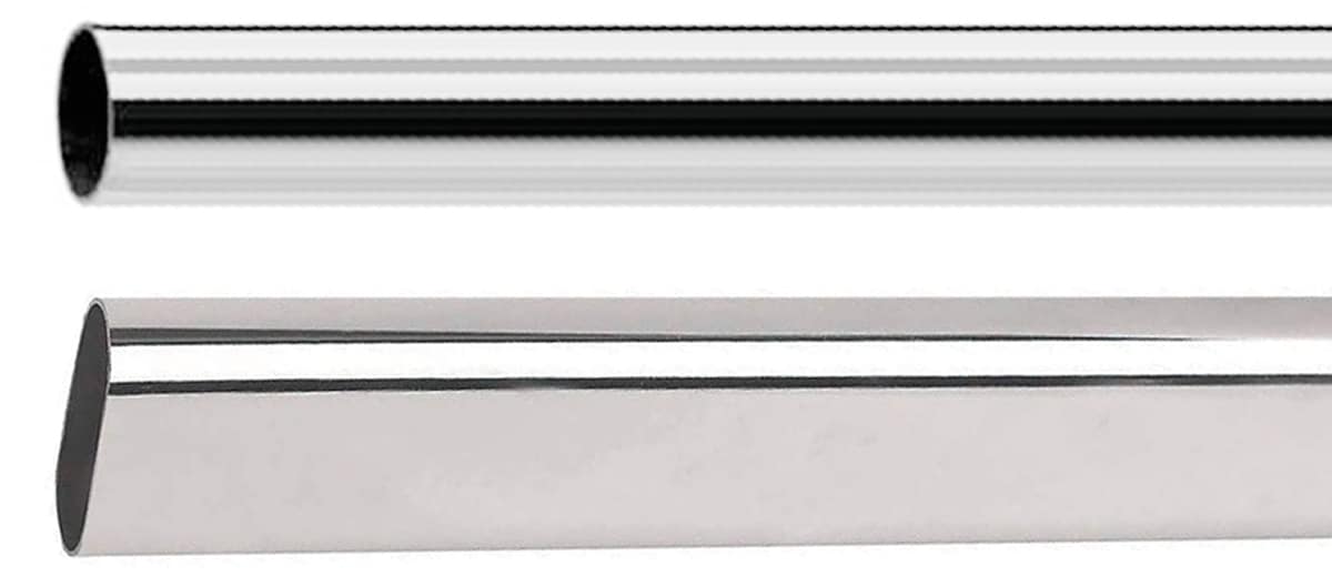 Barra de armario: barra de armario redonda y barra de armario ovalada, ambas de diámetro 16 mm.