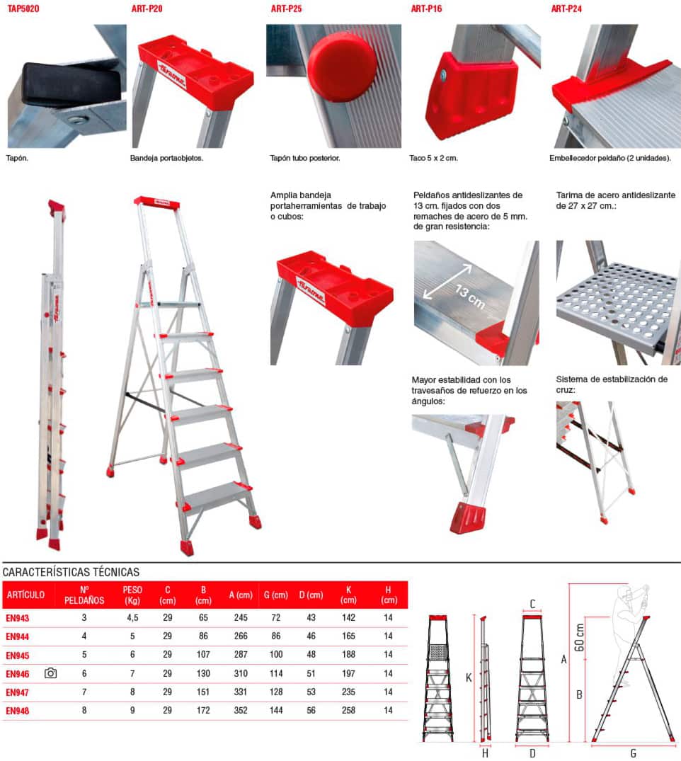 Escalera de Aluminio Profesional uso Bricolaje Escalibur ELEGANCE