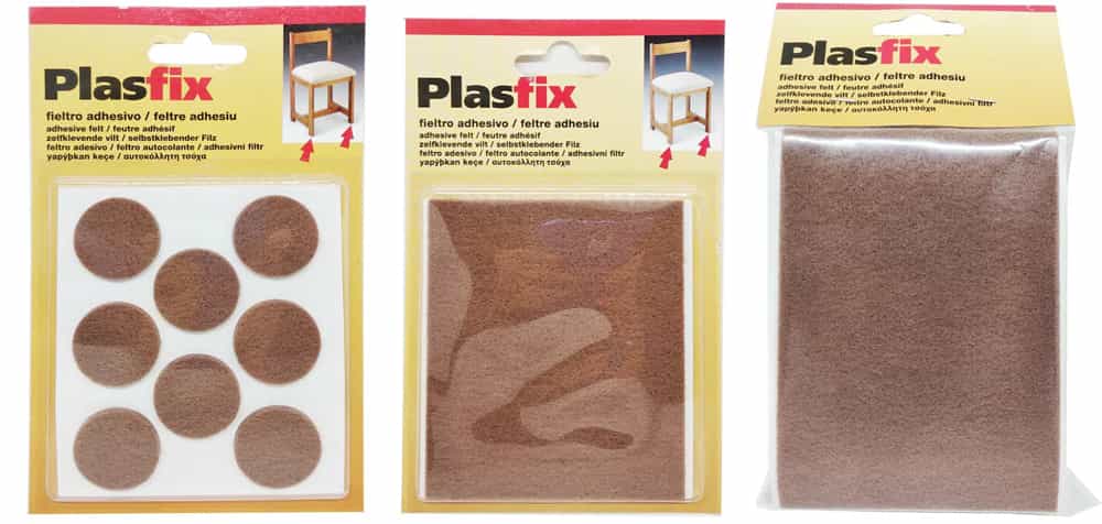 Fieltro Adhesivo Marrón para la base de las patas de mesas, mesitas de noche, cómodas, sillas, etc PlasFix de Inofix.