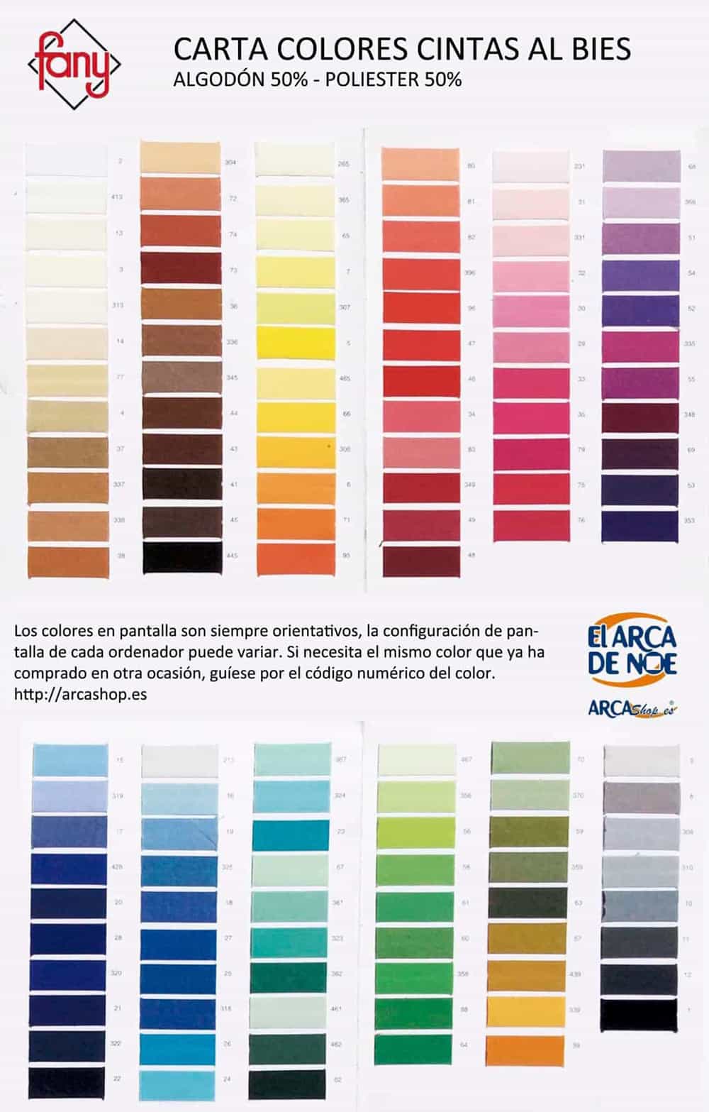 Cinta Al Bies 30 mm ancho Colores Algodón - Poliester